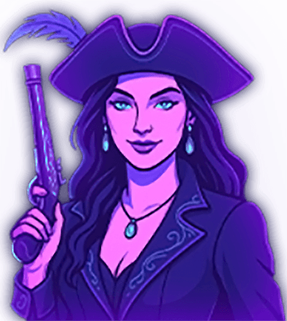 Captain Mira Blackwater, a pirate captain persona